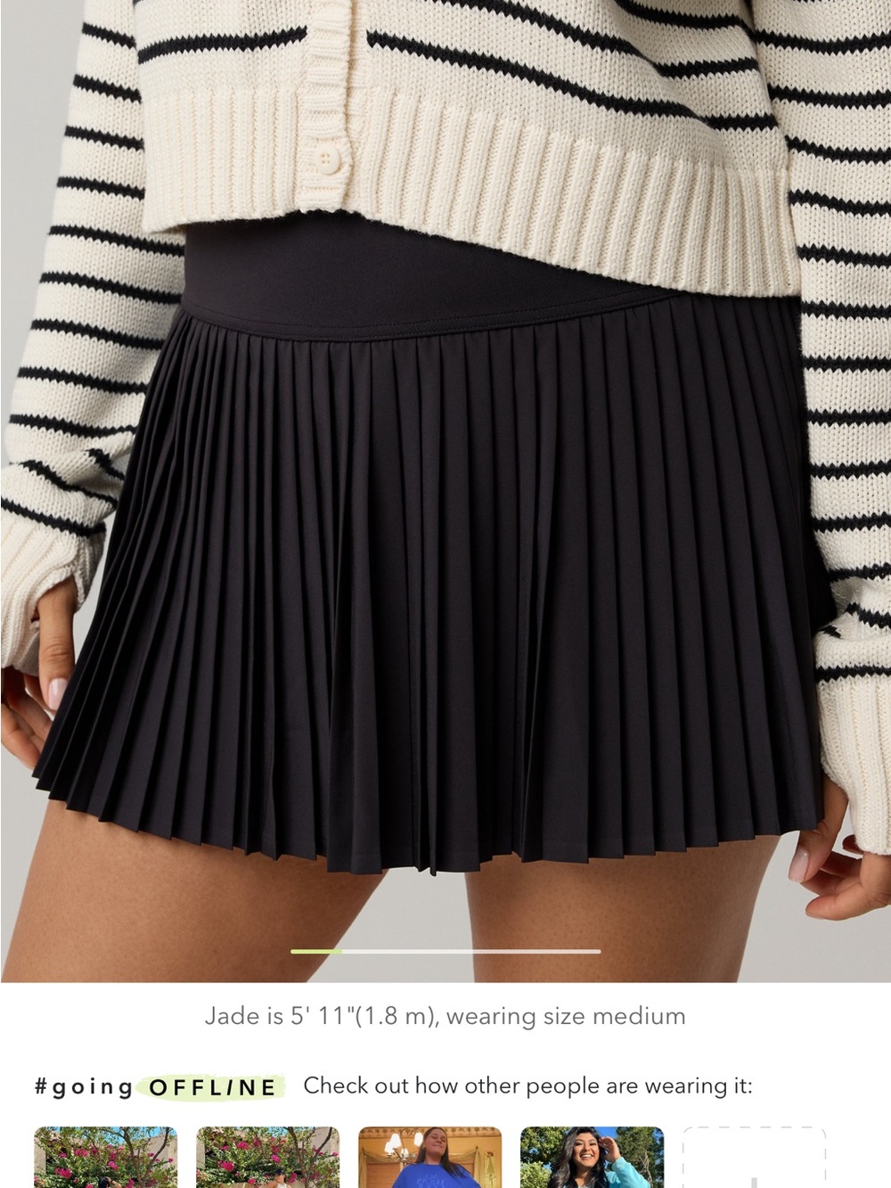 aerie Black Pleated Atheltic Mini Skirt